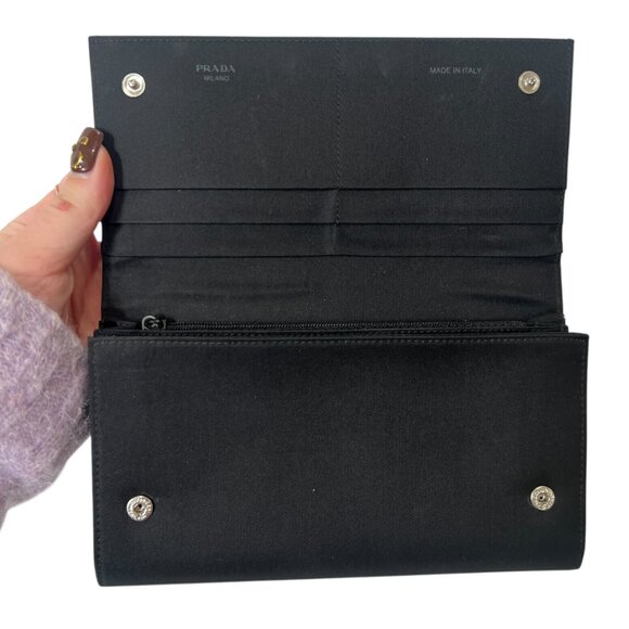 PRADA Satin Snap Folding Logo Long Continental Wallet - Picture 6 of 14